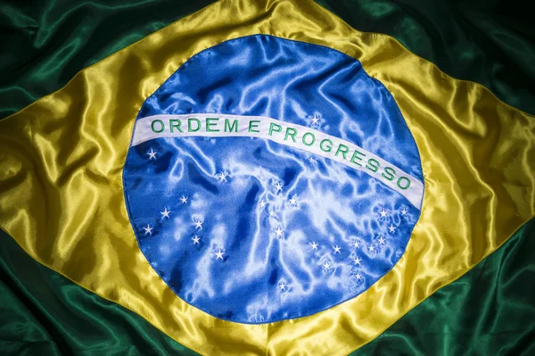 Fundo da bandeira brasileira sedosa — Fotografia de Stock