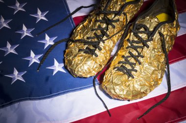 Gold Running Shoes American Flag