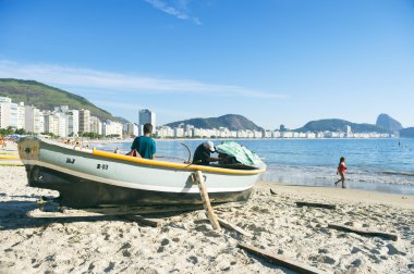 Brezilya balıkçılar CopacabanaPlajı Rio
