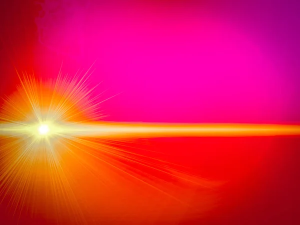 Único Feixe Luz Que Divide Horizonte Duas Cores Vermelhas Rosa — Fotografia de Stock