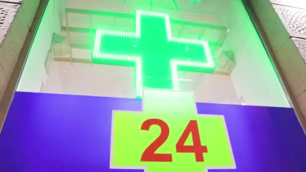 Pharmacie Croix Heures Médicament Aide Symptômes Pilules Chimiste — Video