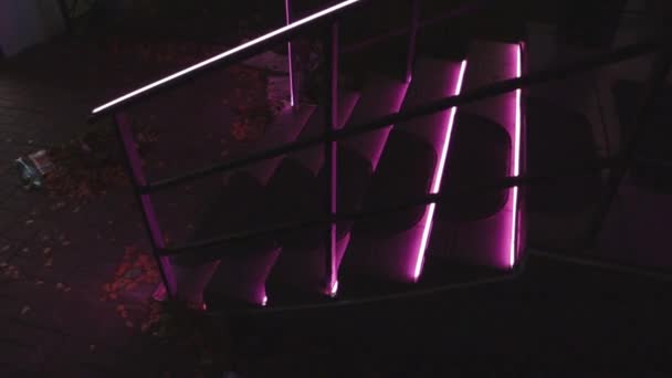 Neon Lighting Illumination Building High Tech Style Geometry Lines Architecture — Stock Video