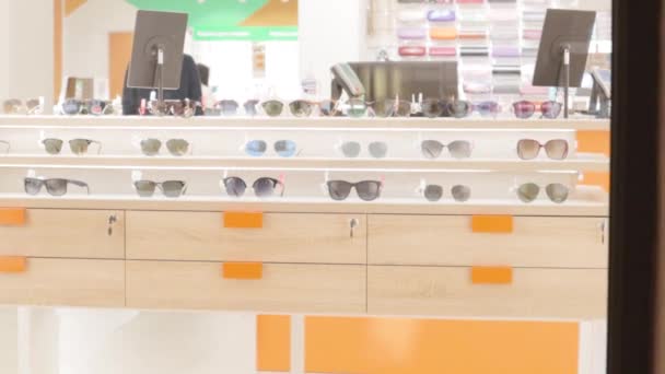 Tienda Gafas Ópticas Tienda Sol Seguro Accesorio Medicina Salud — Vídeo de stock