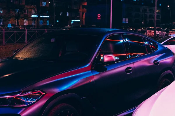 Araba Ambalajı Vinil Mat Film Lüks Stili Neon — Stok fotoğraf