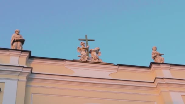 Chiesa Cattolica Santa Caterina Figure Quattro Evangelisti Angeli Tramonto — Video Stock