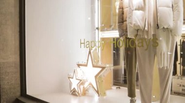 Kadın giyim mağazasının vitrininde kış mevsimi moda tatili