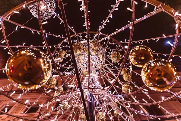 Decorações Rua Ano Novo Celebração Cidade Feriados Brilho Arco Mágico — Fotografia de Stock
