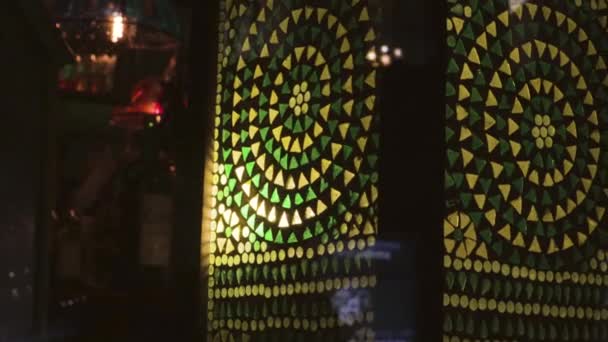 Indische Laterne Lampe Traditionelles Muster Leuchten Magische Hinduistische Dekoration Licht — Stockvideo