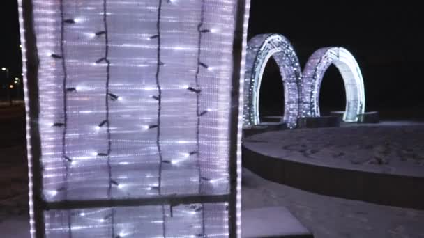 Ano Novo Arco anéis de iluminação magia brilho bem-vindo inverno — Vídeo de Stock