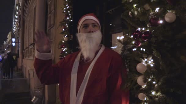 Père Noël Est Claus Bienvenue Sur Festival Souhaite Joyeux Noël — Video