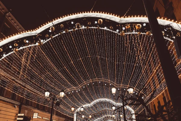 Ano Novo Decoração Rua Arco Guirlanda Festival Natal Fada Brilho — Fotografia de Stock