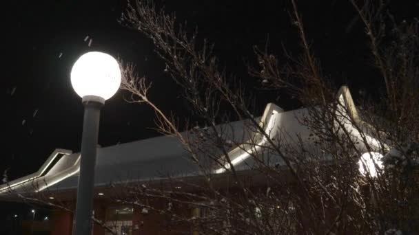 Noite Remo Quintal Coberto Neve Lanterna Paisagem Neve — Vídeo de Stock
