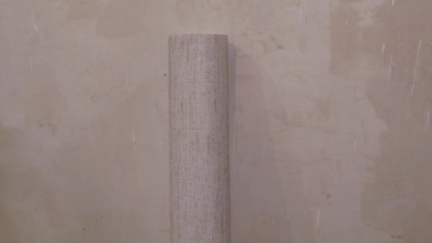 Gluing Wallpaper Rolls Vinyl Preparing Surface Walls Apartment Renovation Worker — Stock Video