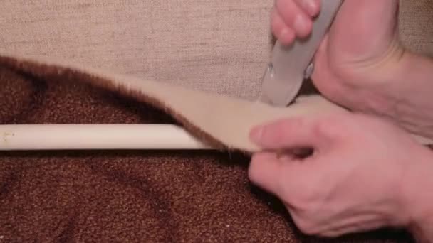 Przycinanie Cięcia Konstrukcji Dywanów Kładzenie Podłogi Ostre Ostrze Nóż Master — Wideo stockowe