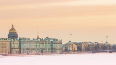 Gece gündüz Hermitage Saint-Petersburg Rusya Sarayı Kışlık Kartpostalı