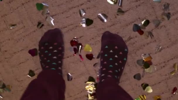 跳舞的派对生日脚动作欢快有趣的彩色袜子风格 — 图库视频影像