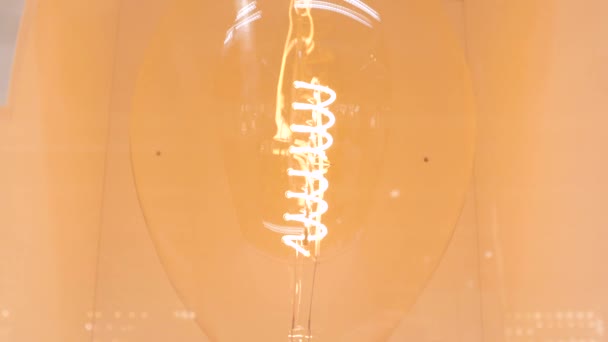 白熱スレッドエネルギー電球デザイナー照明インテリアスタイル — ストック動画
