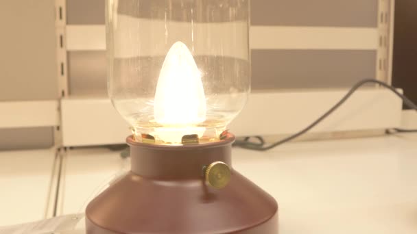 Glödtråd Energi Elektrisk Glödlampa Designer Belysning Interiör Stil — Stockvideo