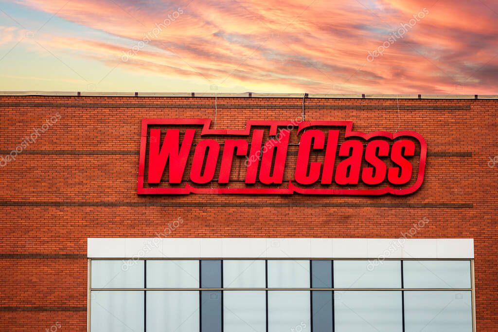Fitness club gym luxury world class logo private training lifestyle Russia,Saint-Petersburg, 9apr2021.