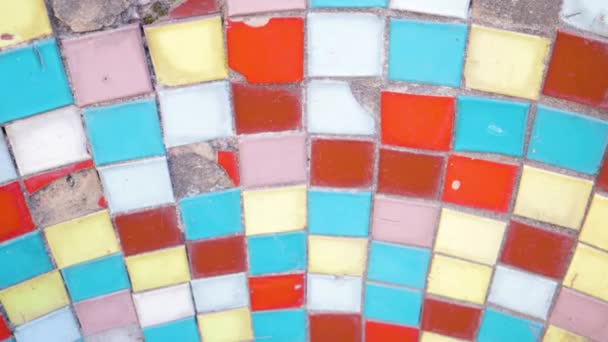 色モザイクアート背景テクスチャ装飾古い表面建築セラミックガラス — ストック動画