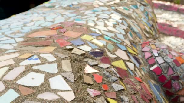 Gekleurde Mozaïek Kunst Achtergrond Textuur Decoratie Oude Oppervlakte Architectuur Keramisch — Stockvideo