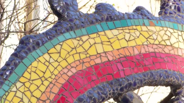 Gekleurde Mozaïek Kunst Achtergrond Textuur Decoratie Oude Oppervlakte Architectuur Keramisch — Stockvideo