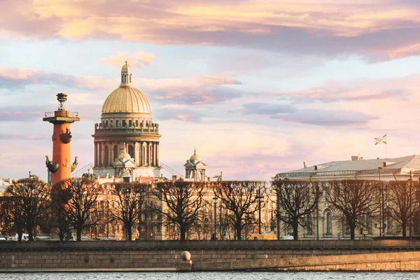 Frente Vista Cidade Saint Petersburg Isaac Cathedral Vasilievsky Island Postcard — Fotografia de Stock
