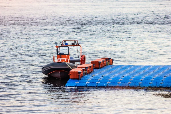 Barca Squadra Soccorso Acqua Guardia Costiera Emergenza Incidenti Sul Pericolo — Foto Stock
