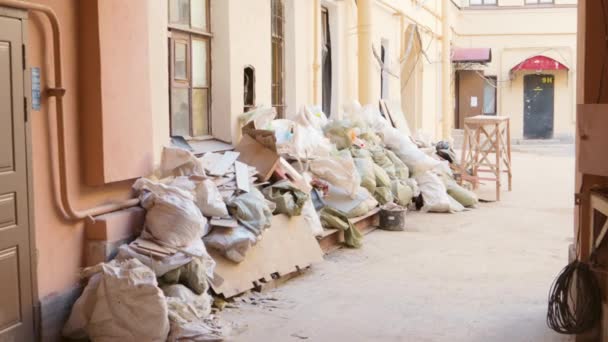 Reciclagem Remoção Detritos Construção Local Conceito Waste Service Indústria — Vídeo de Stock