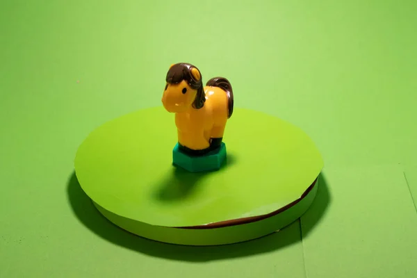 Spielzeugpferd Auf Chromakey Isoliert Lustiges Objekt Green Screen Cartoon — Stockfoto