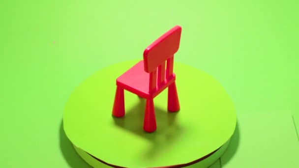 Puppet toy chair isolated chroma key mockup .Concept furniture store — Stock Video