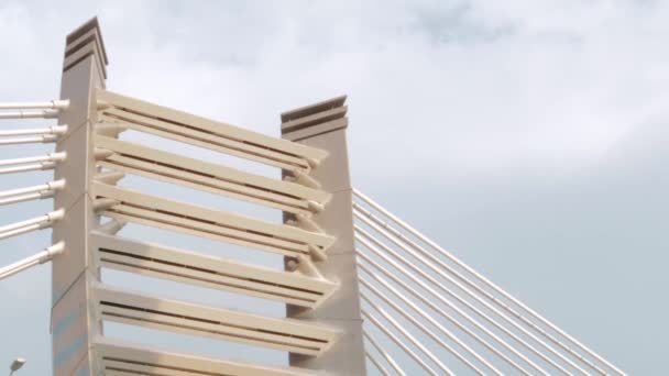 Kabel Stayed Brug Pyloon Bevestiging Architectuur Engineering Concept Brug Bouw — Stockvideo