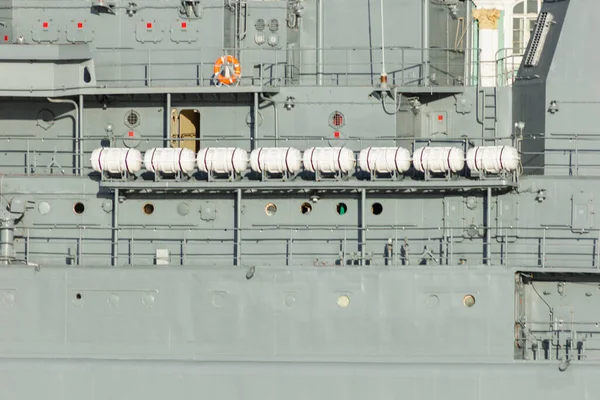 Kriegsschiff Rettungssystem Graue Farbe Militär Sea Concept Ozeanschiffsicherheit — Stockfoto