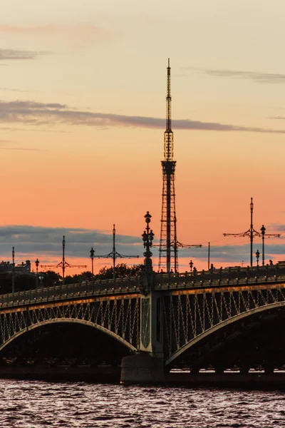 Tower Sunset Petersburg Center Channel Concept Translation Live Channel — Stock Photo, Image