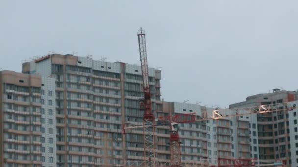 Mieszkania Budynku Budowie Suwnice Nowy Dom Koncepcja Rozwoju Firmy — Wideo stockowe