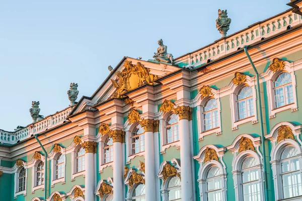 Фасадный Музей Эрмитаж Санкт Петербург Закат Украшают Baroque Concept Художественного — стоковое фото