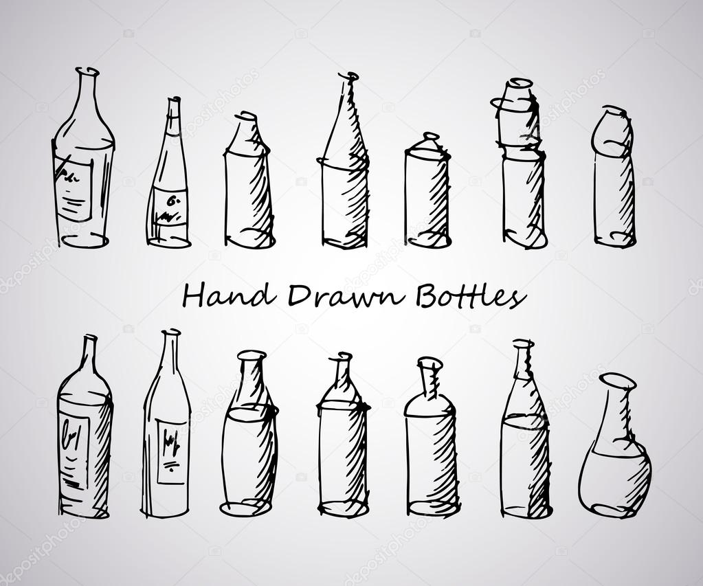 Hand drawn bottles