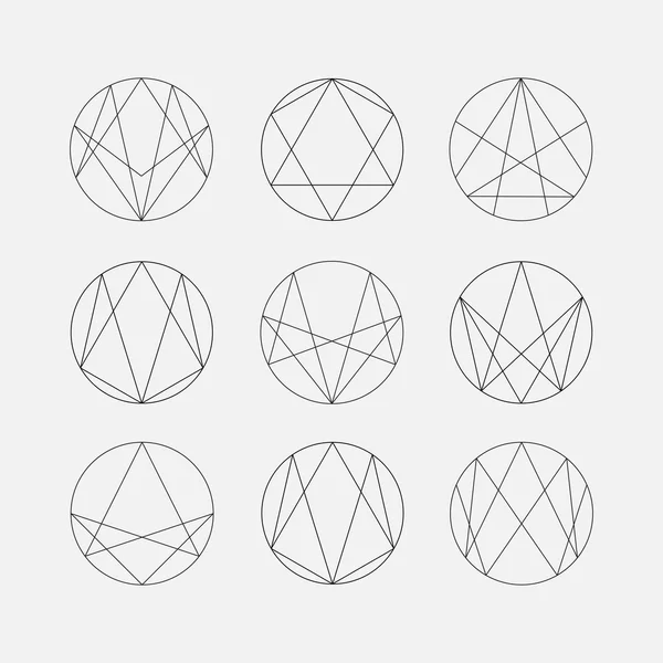 Set of geometric shapes, circles, line design — Stock Vector