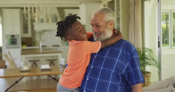 Senior Afro Amerikaanse Man Zijn Kleinzoon Brengen Tijd Samen Door — Stockvideo