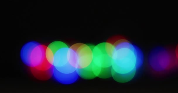 Multiple Multicoloured Lights Flickering Black Background Christmas New Year Eve — Stock Video