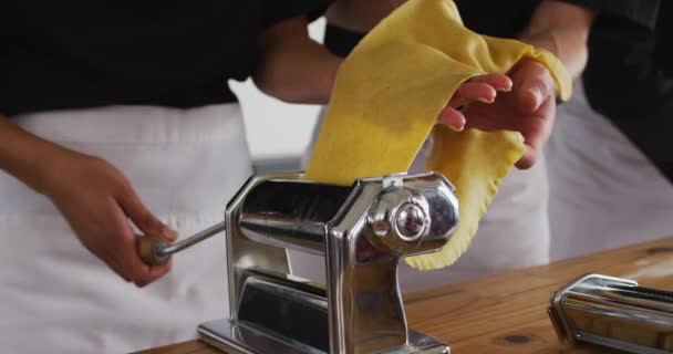 Diverso Gruppo Chef Che Preparano Piatti Sorridono Cucina Lavoro Una — Video Stock