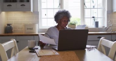 Üst düzey Afro-Amerikan kadınlarının dizüstü bilgisayar kullanması ve evdeki mali hesapları hesaplaması