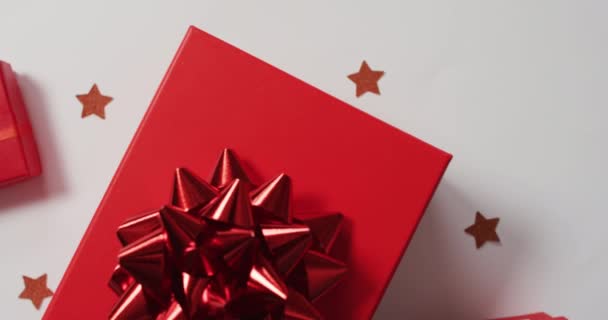 Vidéo Cadeaux Noël Rouges Copier Espace Sur Fond Blanc Noël — Video