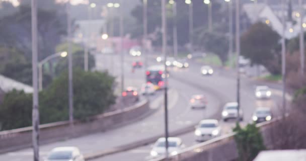 Algemeen Zicht Onscherpe Snelweg Met Auto Wegverkeer Stedelijk Milieu Vervoer — Stockvideo