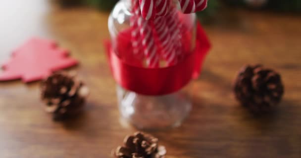 크리스마스 장식에 솔방울 사탕을 크리스마스 축하의 — 비디오