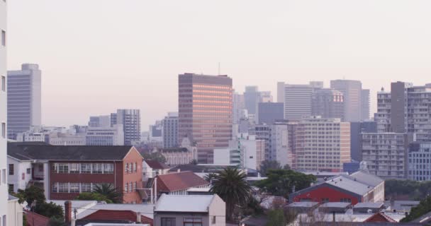 Allmän Bild Stadsbilden Med Flera Höga Skyskrapor Och Byggnader Skyline — Stockvideo