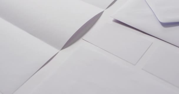 Video Envelope White Cards Copy Space White Background Communication Tradition — Stock Video