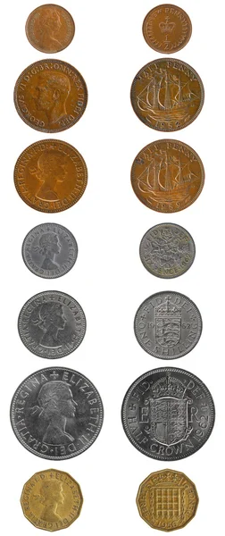 Set vieilles pièces de monnaie de l'Angleterre — Photo