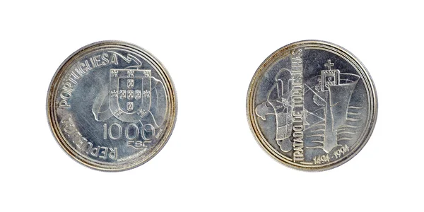 Portugiesische Silbermünze Escudo — Stockfoto