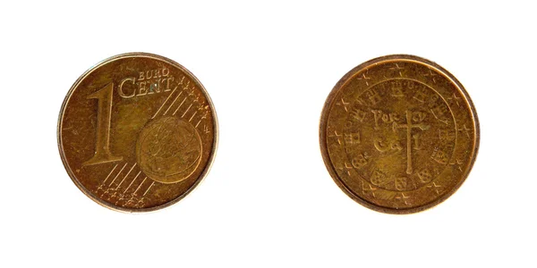 Portugiesische Münzen Eurocent — Stockfoto